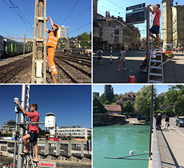 Four pictures showing temperature loggers at different locations in Bern