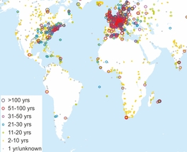 map showing locations of the inventories around the world