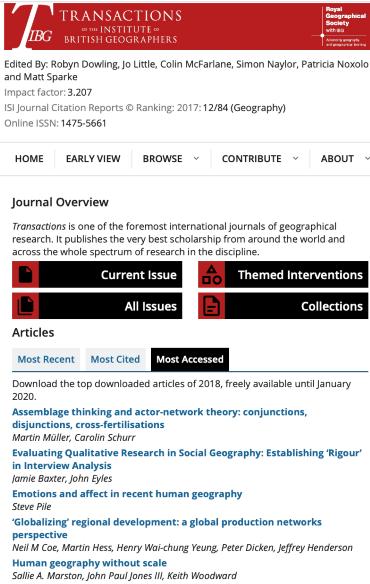 Screenshot of the journal