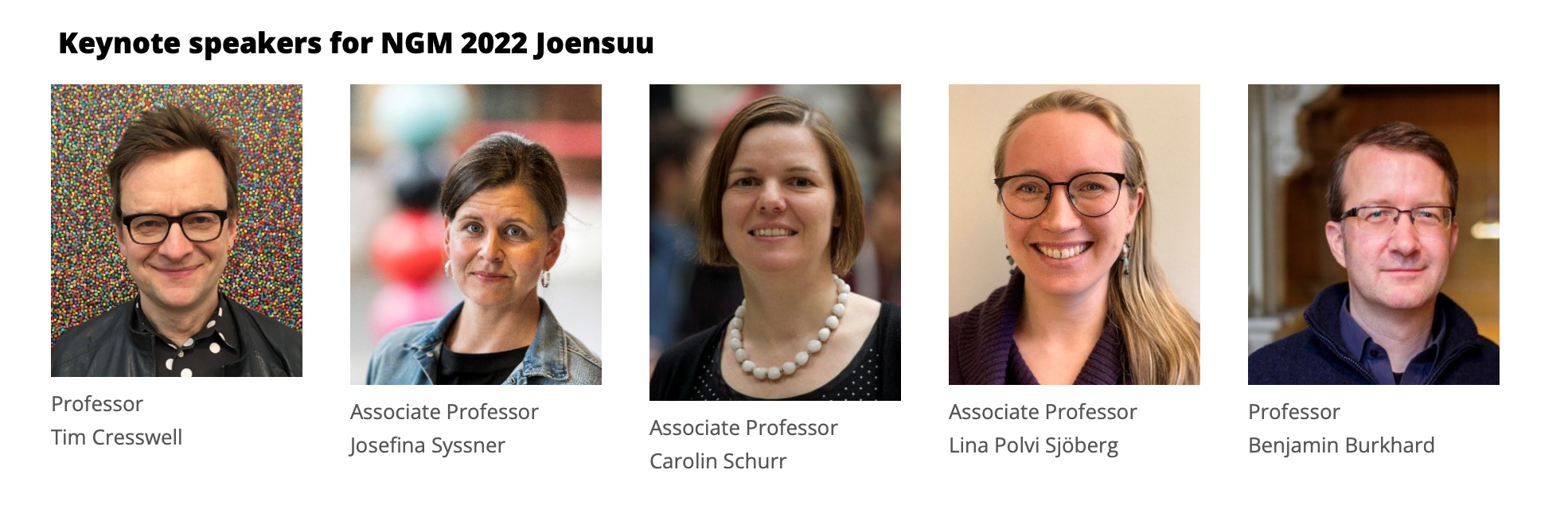 Keynote speakers for NGM 2022 Joensuu