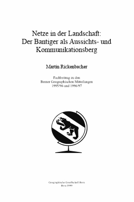 Titelseite «Netze in der Landschaft: Der Bantiger als Aussichts- und Kommunikationsberg»