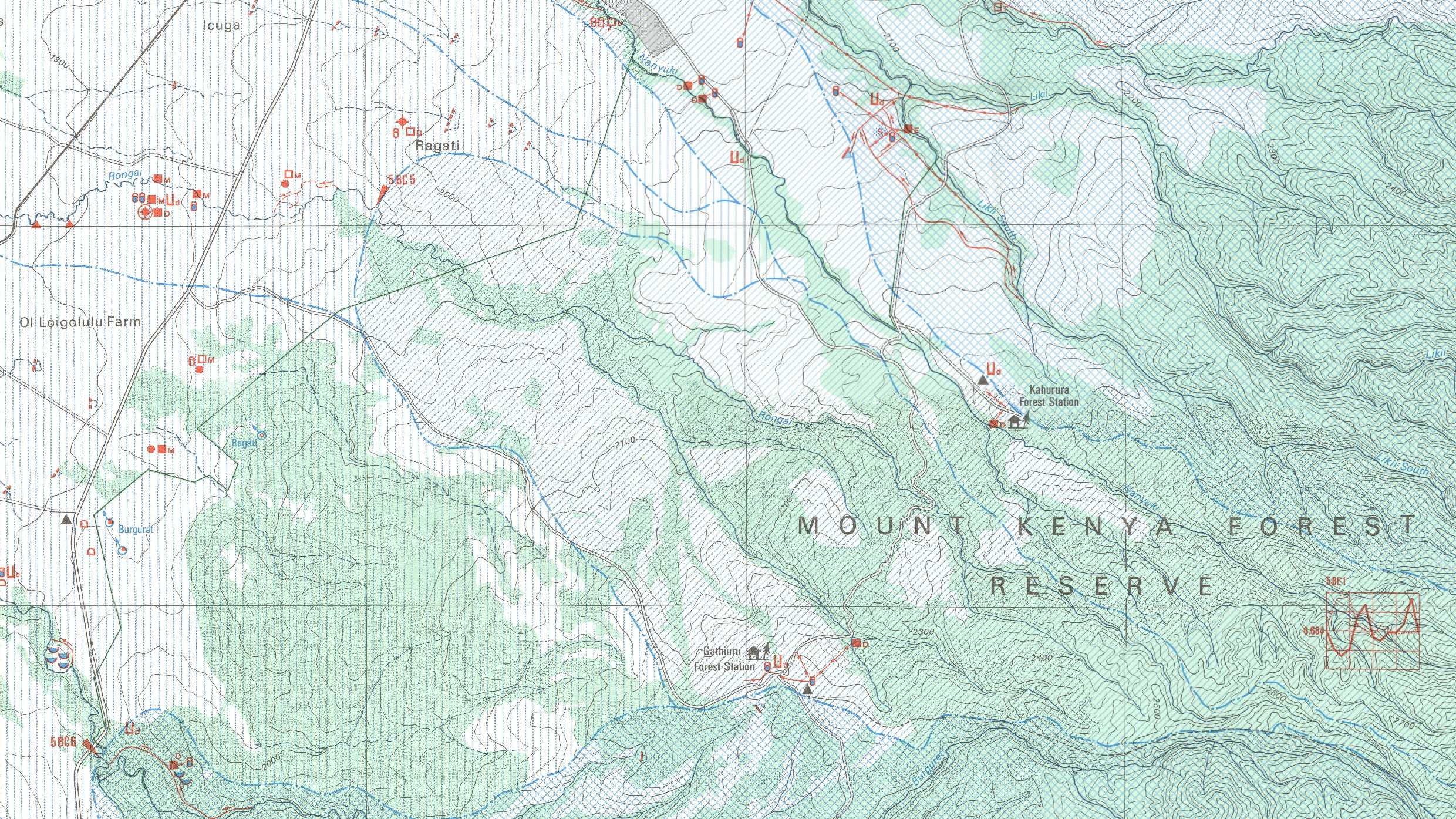 Detail of the Hydrogeographical Map of Mount Kenya Area