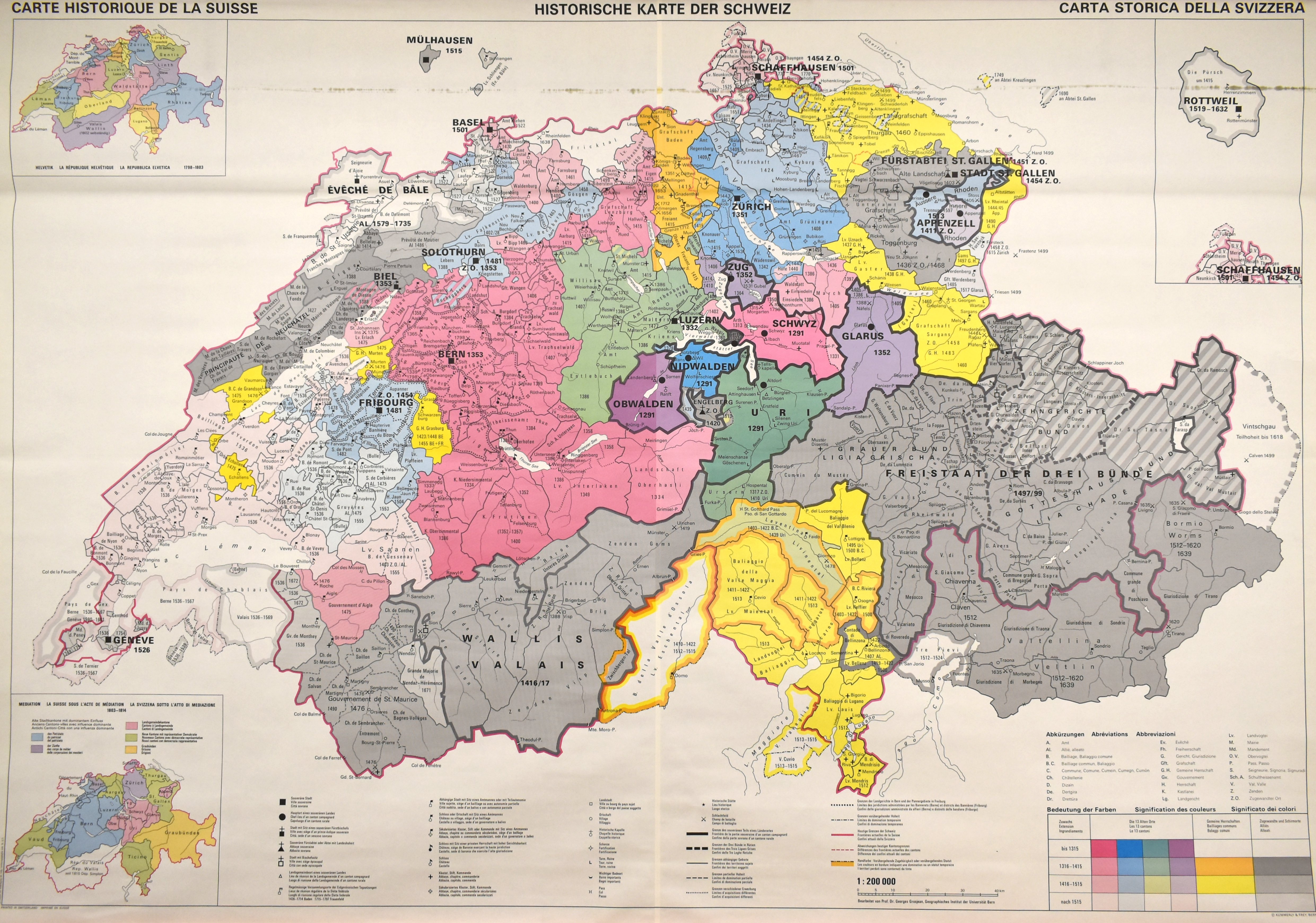 Historische Karte der Schweiz