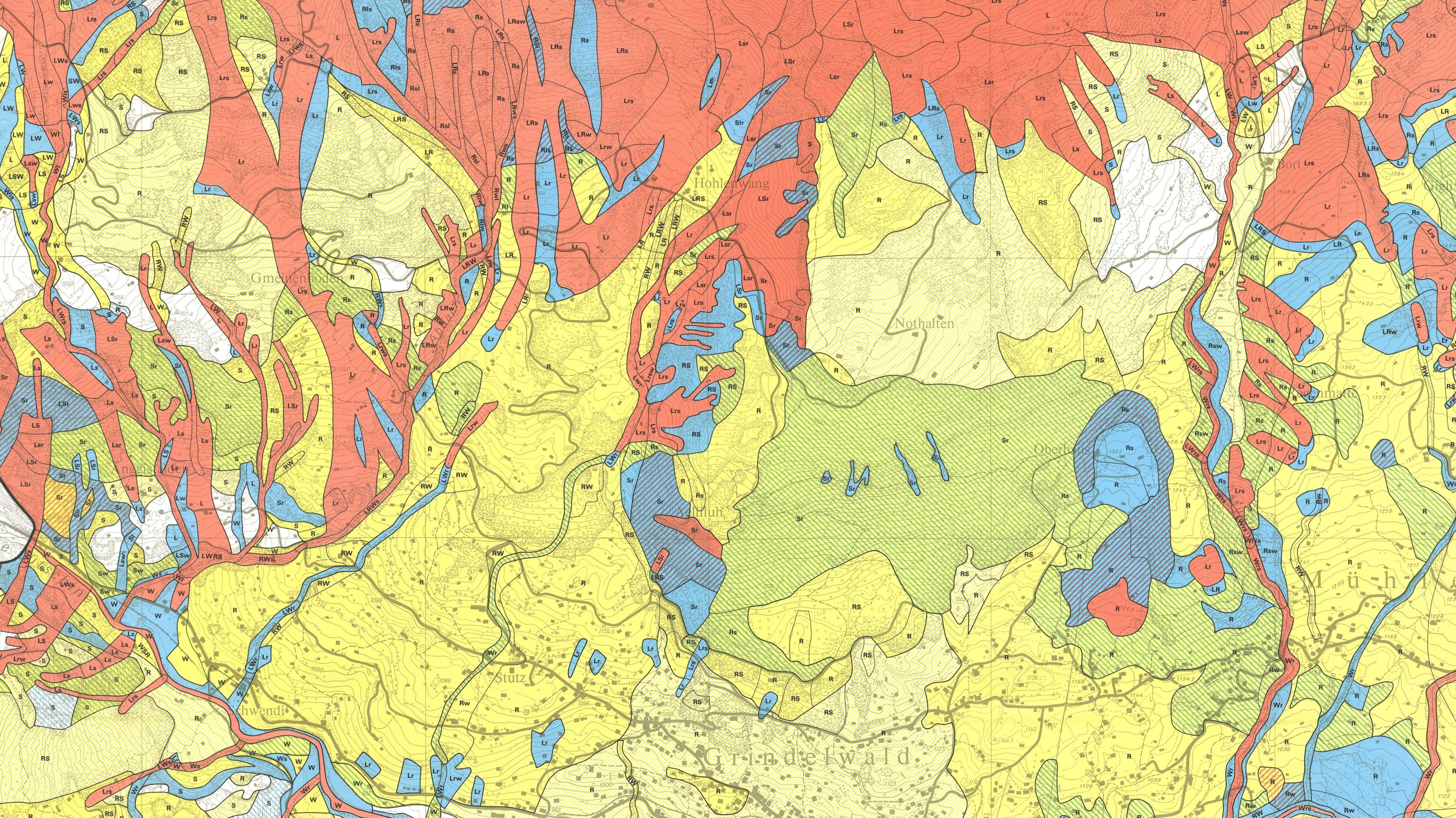 Ausschnittt aus der Karte "Kombinierte geomorphologische Gefahrenkarte von Grindelwald – Blatt 3"