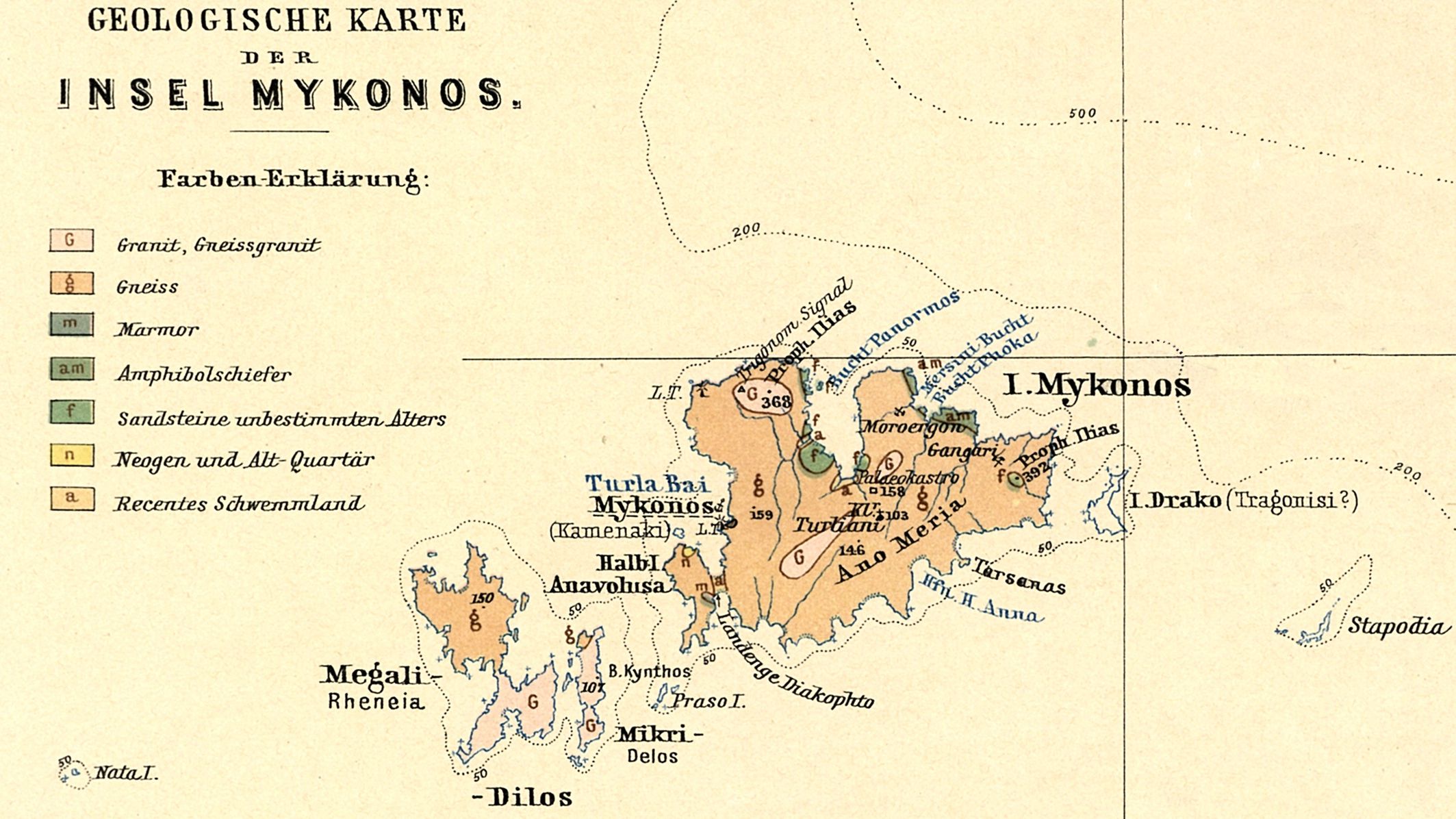 Geologische Karte der Insel Mykonos
