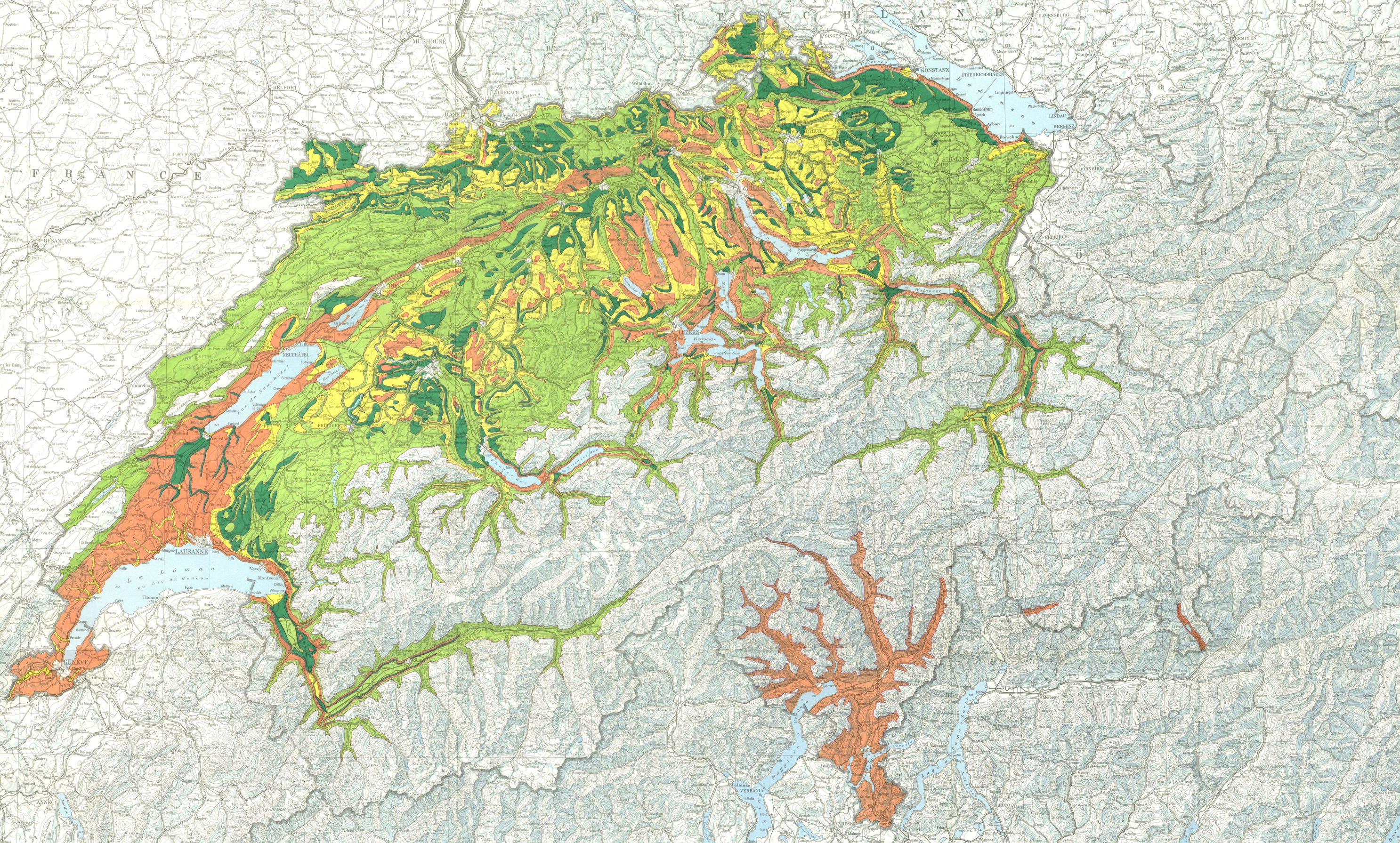 Ausschnitt aus der Karte "Verteilung der Spätfrostschäden 1974"