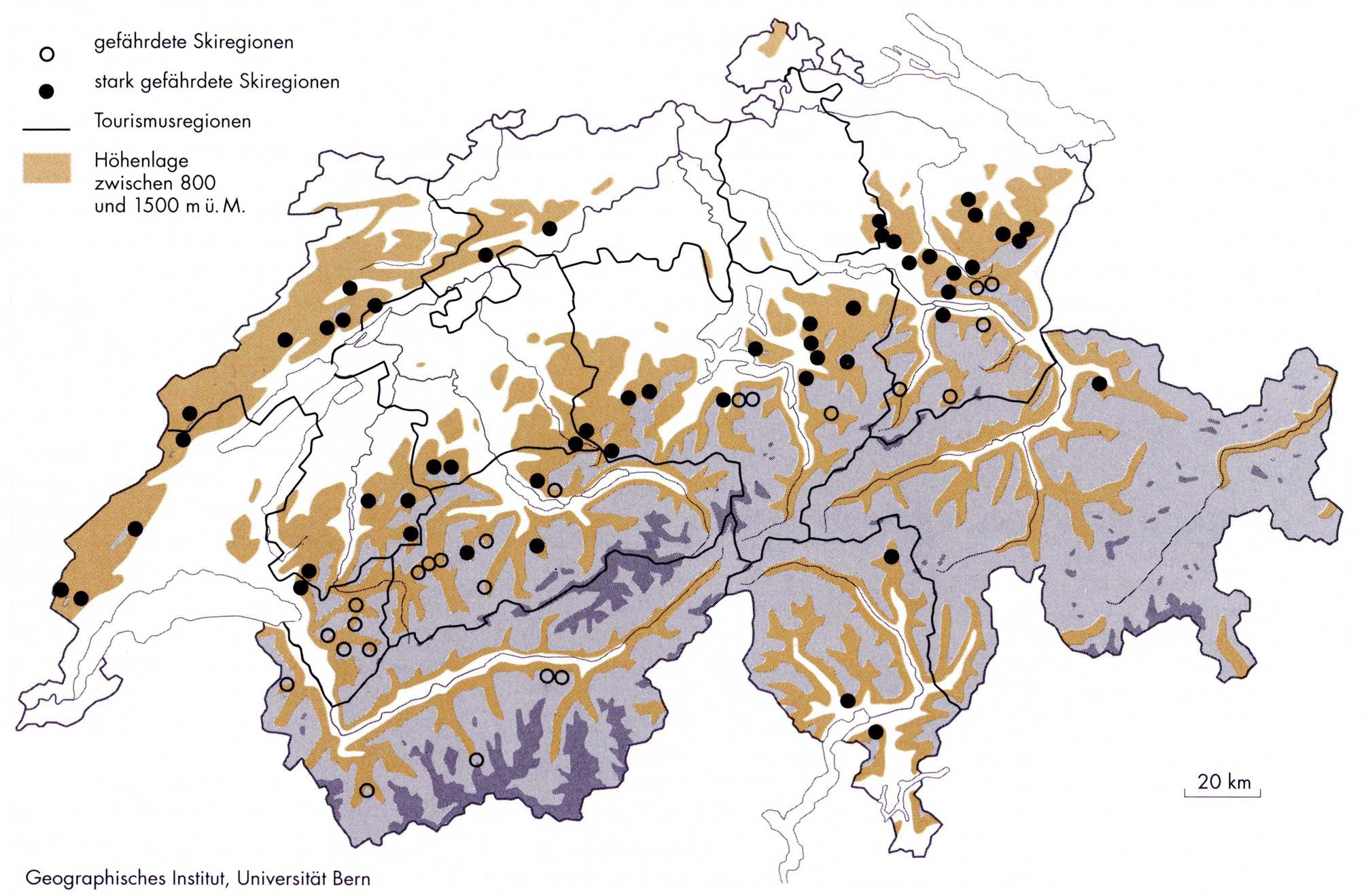 Klimarelevante Höhenstufen in der Schweiz