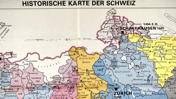 Ausschnittt aus der Historischen Schulwandkarte der Schweiz