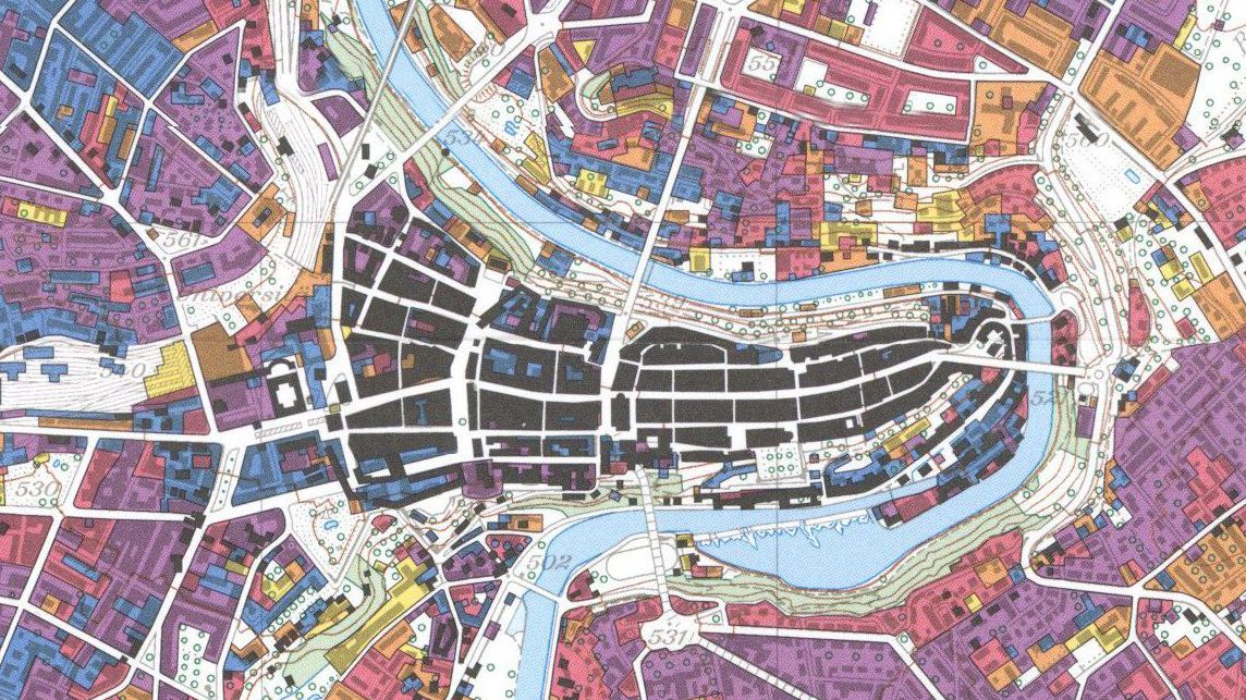 Ausschnittt aus der Karte " Stadtregion Bern 1850–2004: Erstbebauung"
