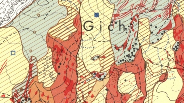 Ausschnitt aus der Karte "Bodenerosion1:25'000; Oberes Jinbar-Tal; Semien – Aethiopien"