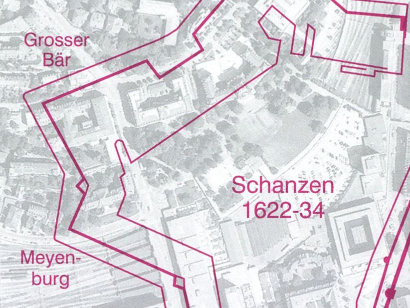 Auschnitt aus der Karte "Entwicklung der Stadt Bern bis 1634"