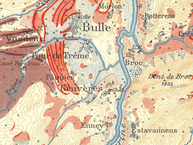 Auschnitt aus der Karte der quartären Ablagerungen des Saanegebietes